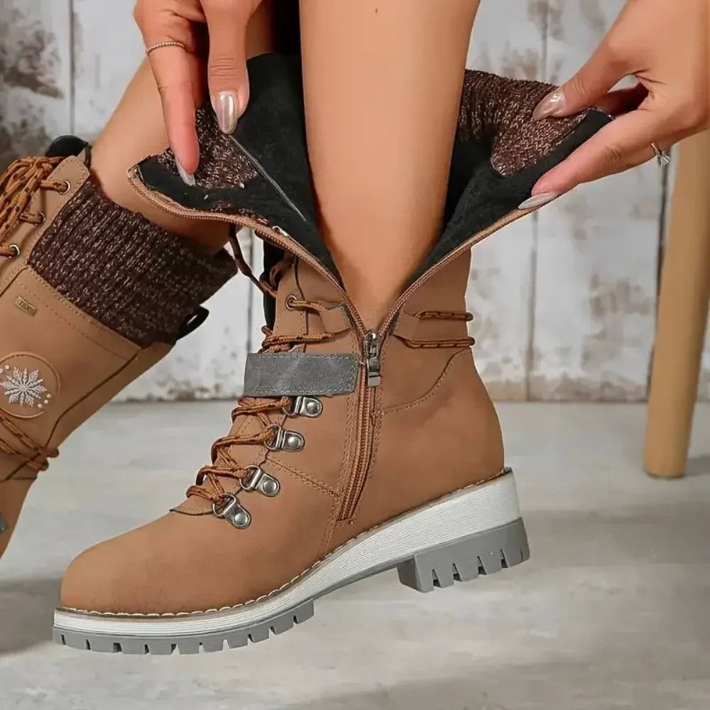 Charlotte | Women Tall Winter Boots Lace Up Lug Sole