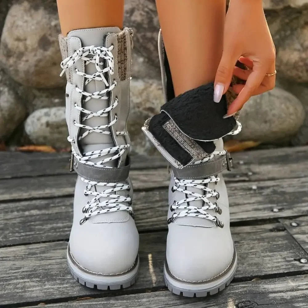 Charlotte | Women Tall Winter Boots Lace Up Lug Sole