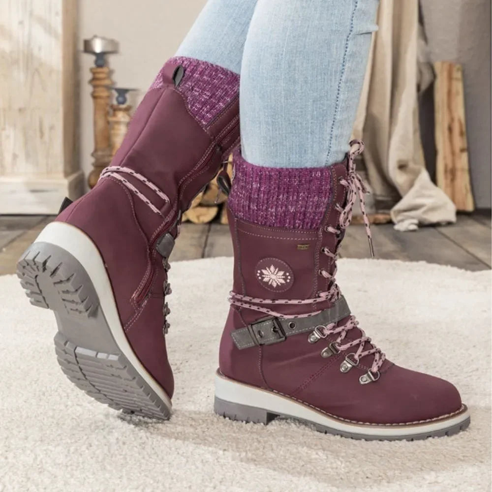 Charlotte | Women Tall Winter Boots Lace Up Lug Sole
