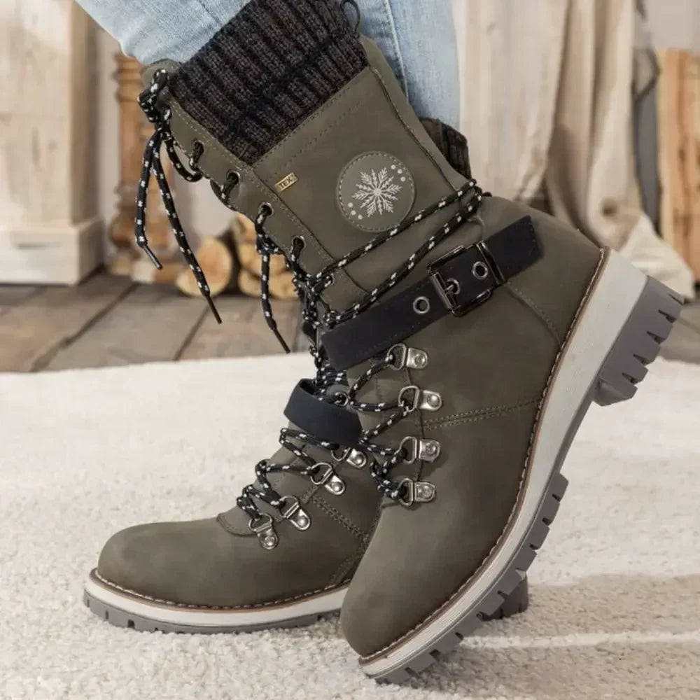 Charlotte | Women Tall Winter Boots Lace Up Lug Sole