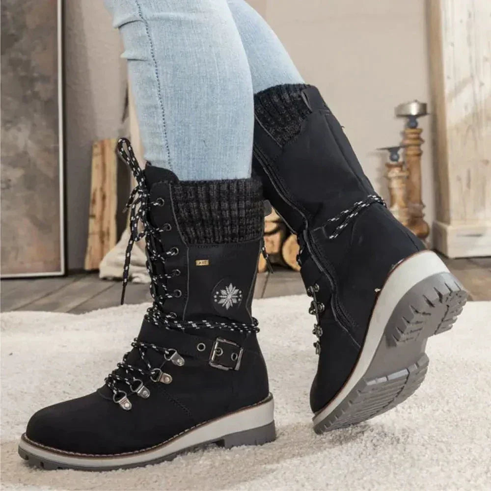 Charlotte | Women Tall Winter Boots Lace Up Lug Sole