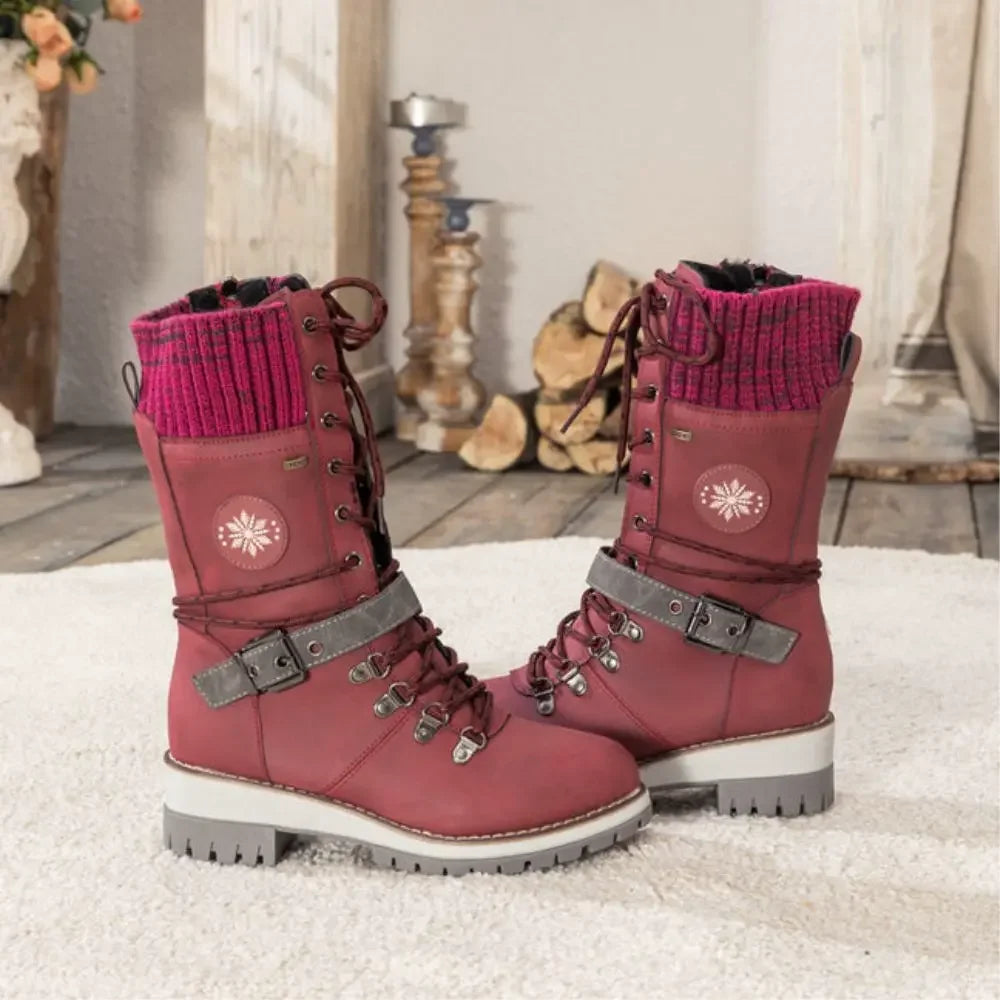 Charlotte | Women Tall Winter Boots Lace Up Lug Sole