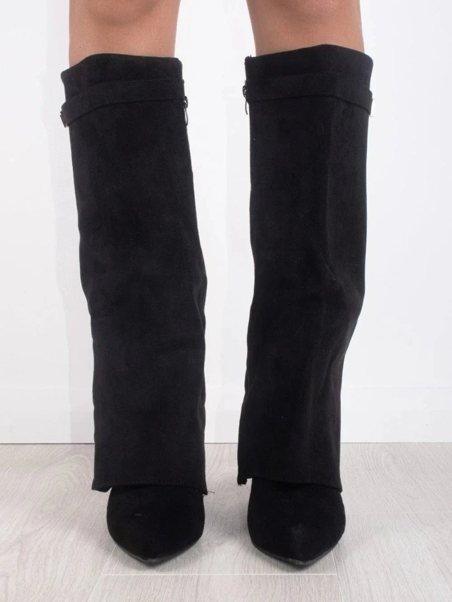 Victoria | Women Knee High Boots Suede Gold Details Refined