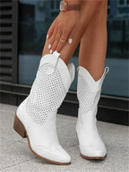 Camille | Women Western Ankle Boots Leather Side Zip