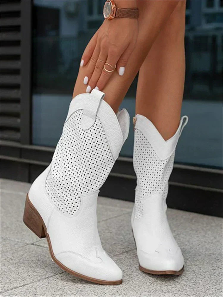 Camille | Women Western Ankle Boots Leather Side Zip
