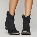 Gabrielle | Women Suede Ankle Boots Block Heel Side Zip