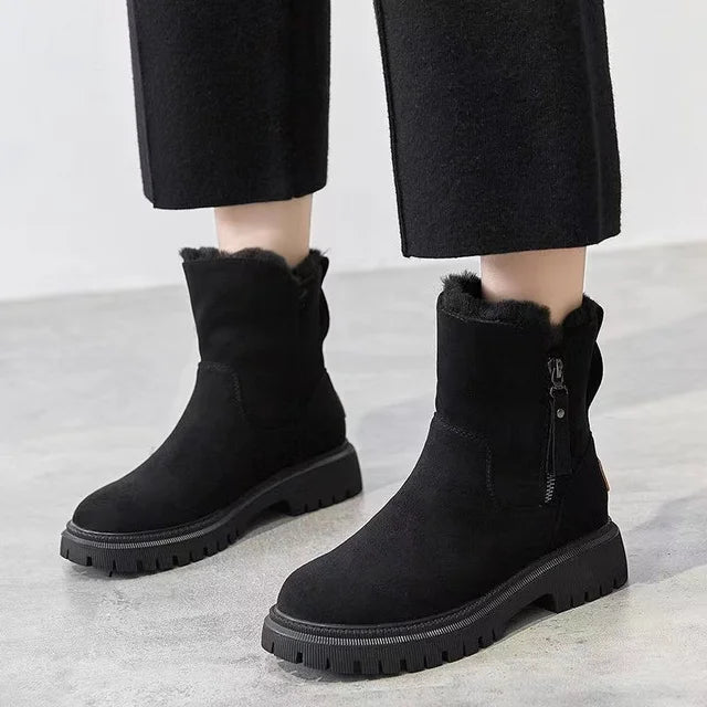 Bottines fourrées femme à zip latéral et semelle antidérapante 4