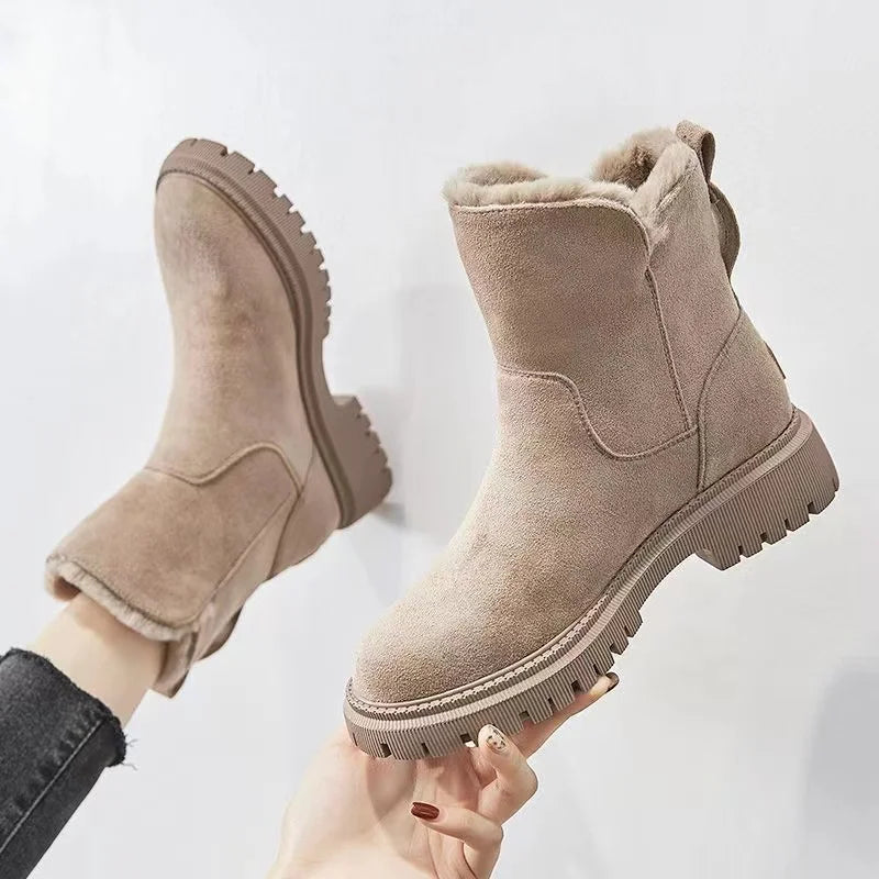 Camille | Women Fur Lined Ankle Boots Winter Side Zip