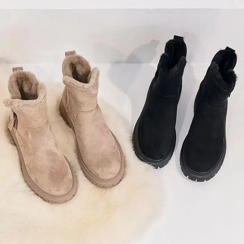 Camille | Women Fur Lined Ankle Boots Winter Side Zip