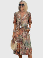 Feminine Floral Midi Dress for Women – Lightweight Elegance with Timeless Style