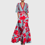 Feminine Maxi Dress with a Wrap Neckline, Flowy Fit and Elegant Style