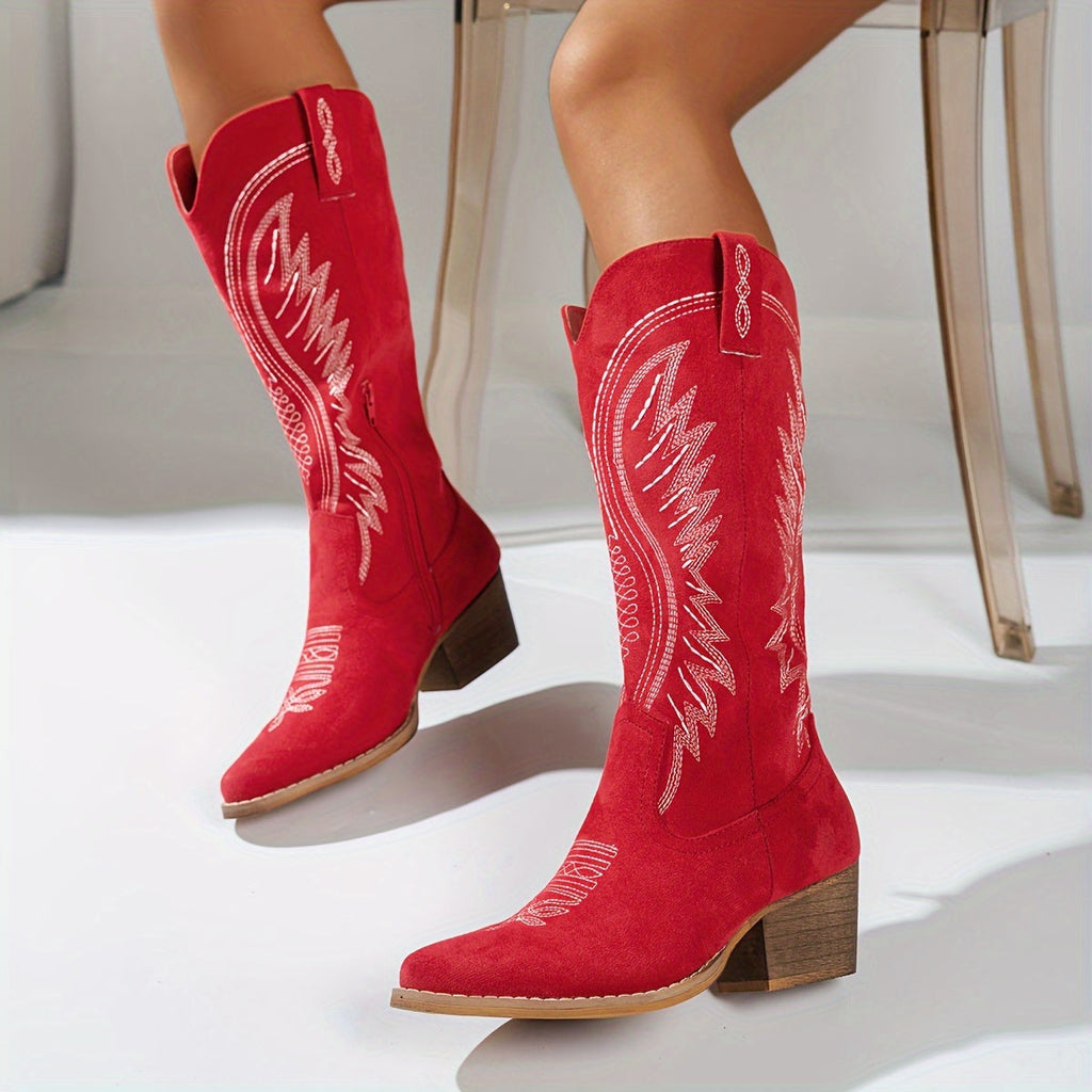 Savannah | Women Western Cowboy Boots Embroidered Block Heel