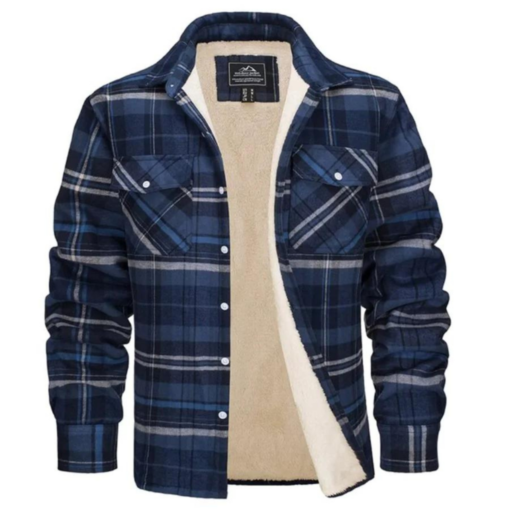 Ethan | Men's Plaid Shirt Jacket with Sherpa Lining