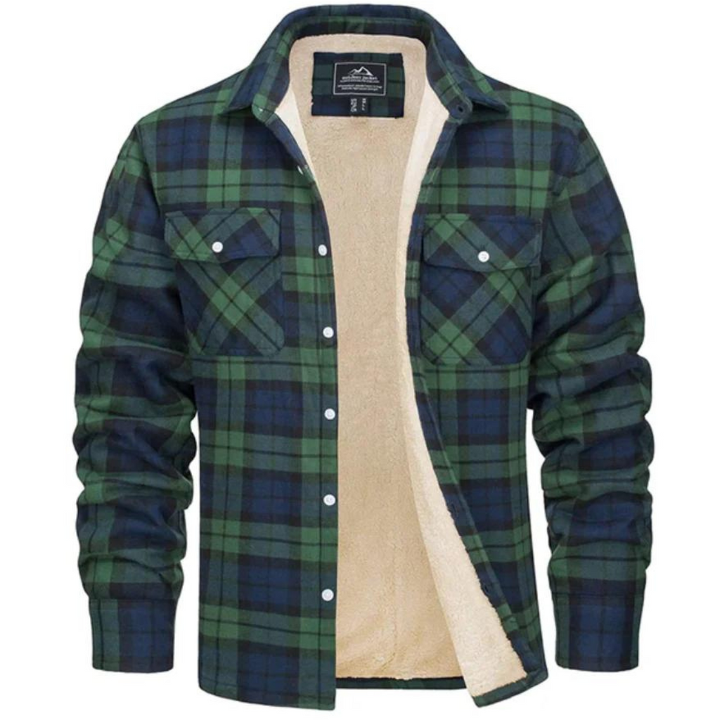 Ethan | Men's Plaid Shirt Jacket with Sherpa Lining