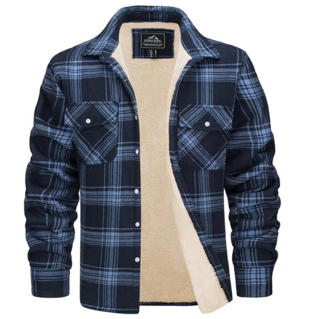 Ethan | Men's Plaid Shirt Jacket with Sherpa Lining