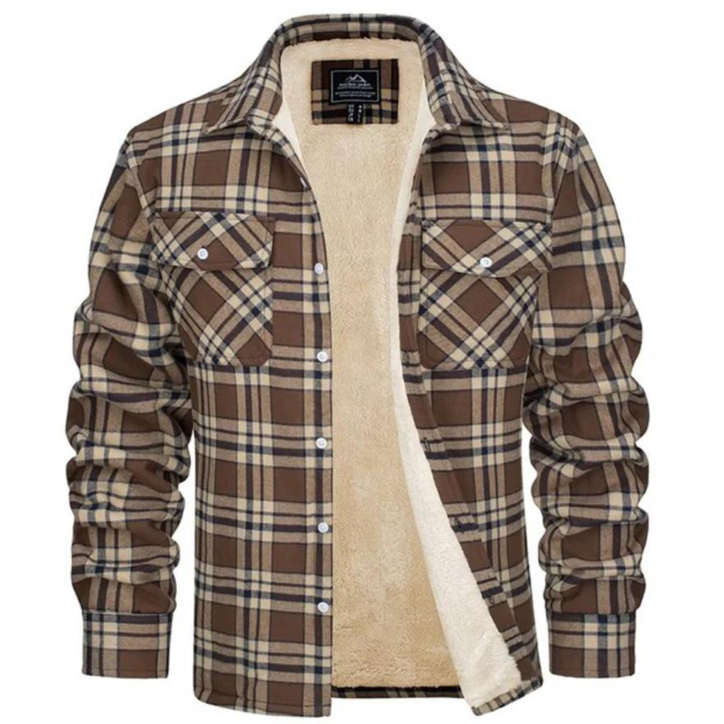 Ethan | Men's Plaid Shirt Jacket with Sherpa Lining