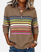 Vienna | Women's Rainbow Striped Half-Zip Sweatshirt