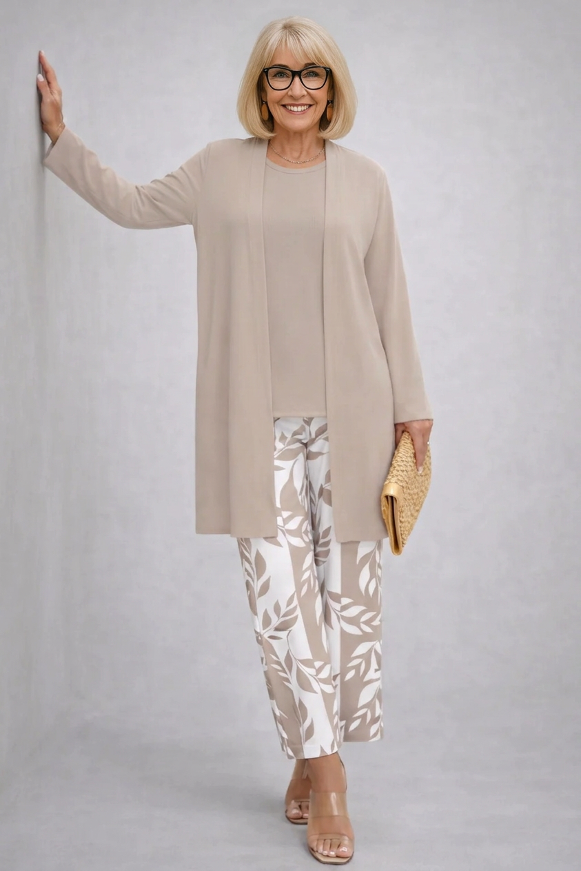 Jeryl | Women's Patterned Cardigan Three-Piece Set