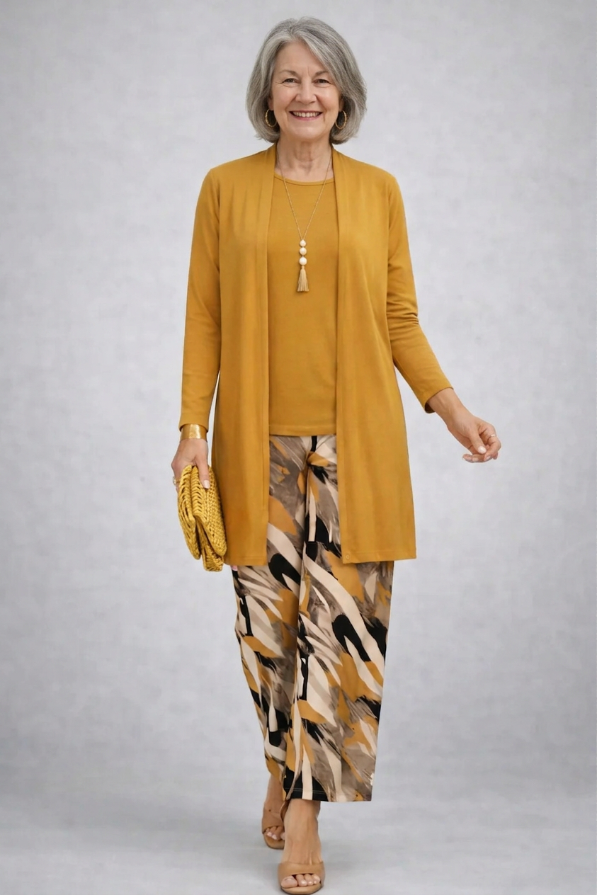 Ailene | Women's Patterned Cardigan Three-Piece Set