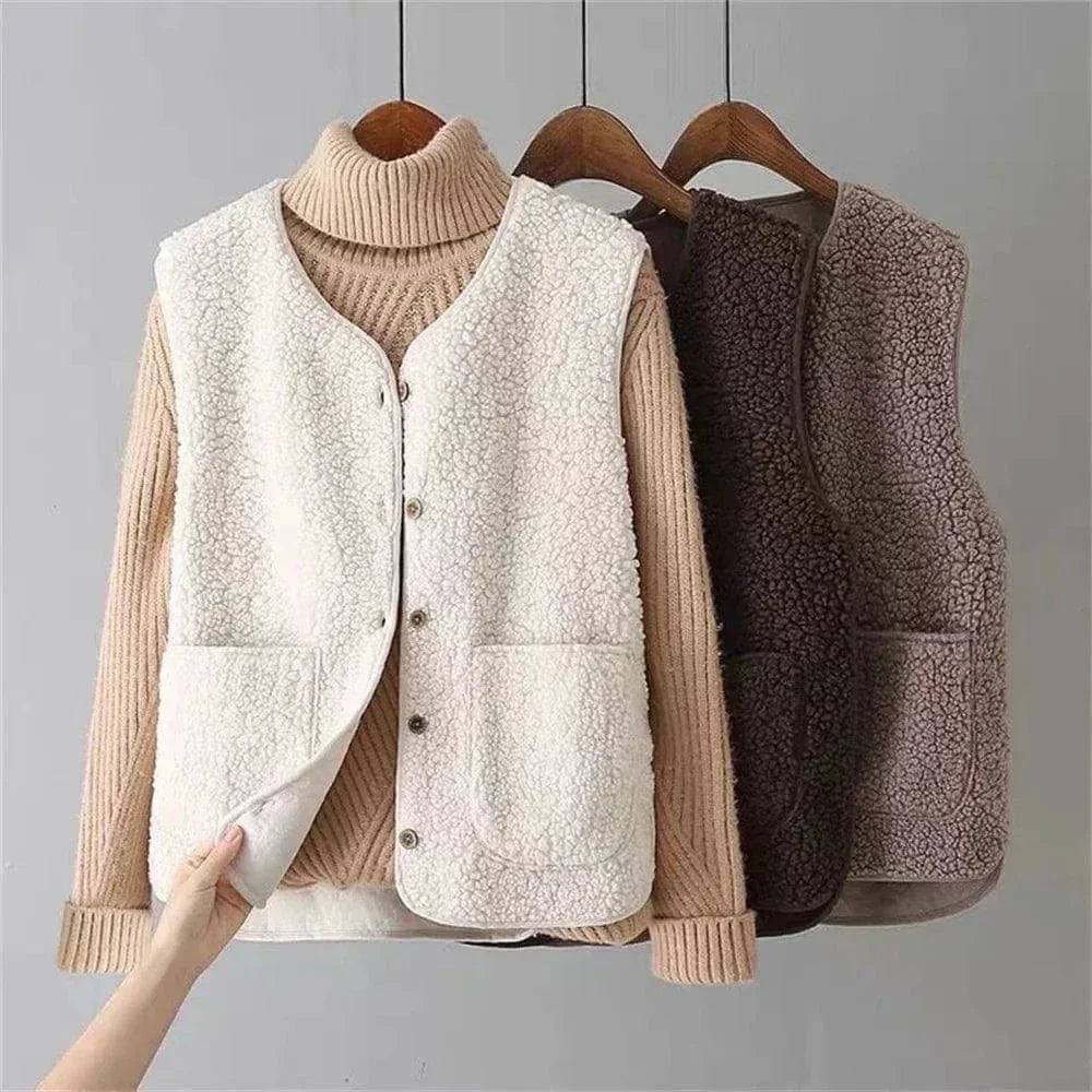 Clara | Women Button Front Vest Straight Fit Layering