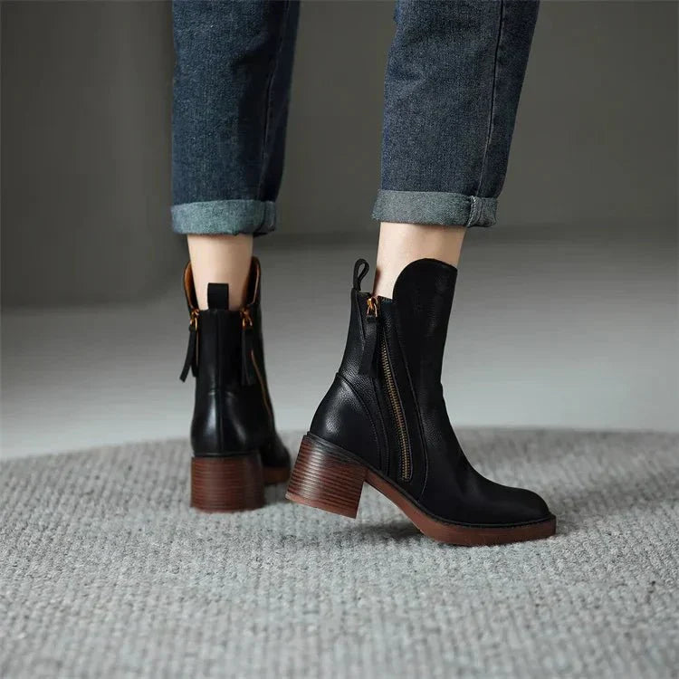 Classic women's leather ankle boots: elegance and comfort