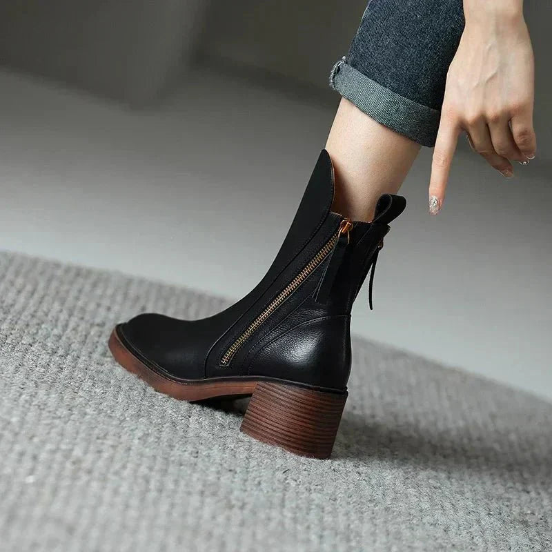 Classic women's leather ankle boots: elegance and comfort