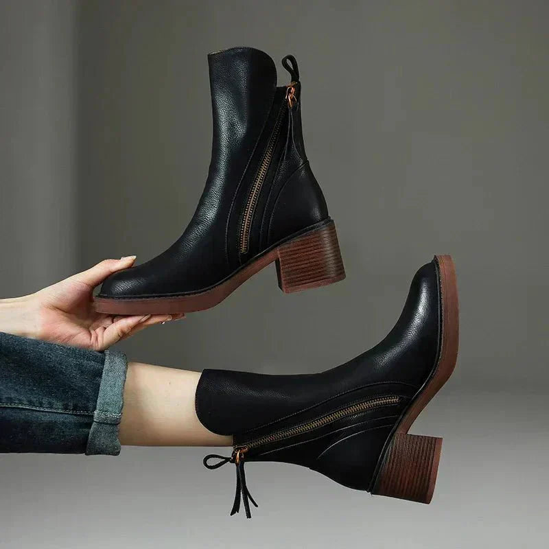Classic women's leather ankle boots: elegance and comfort