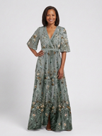 Short sleeve floral maxi dress women V-neck soft breathable comfort