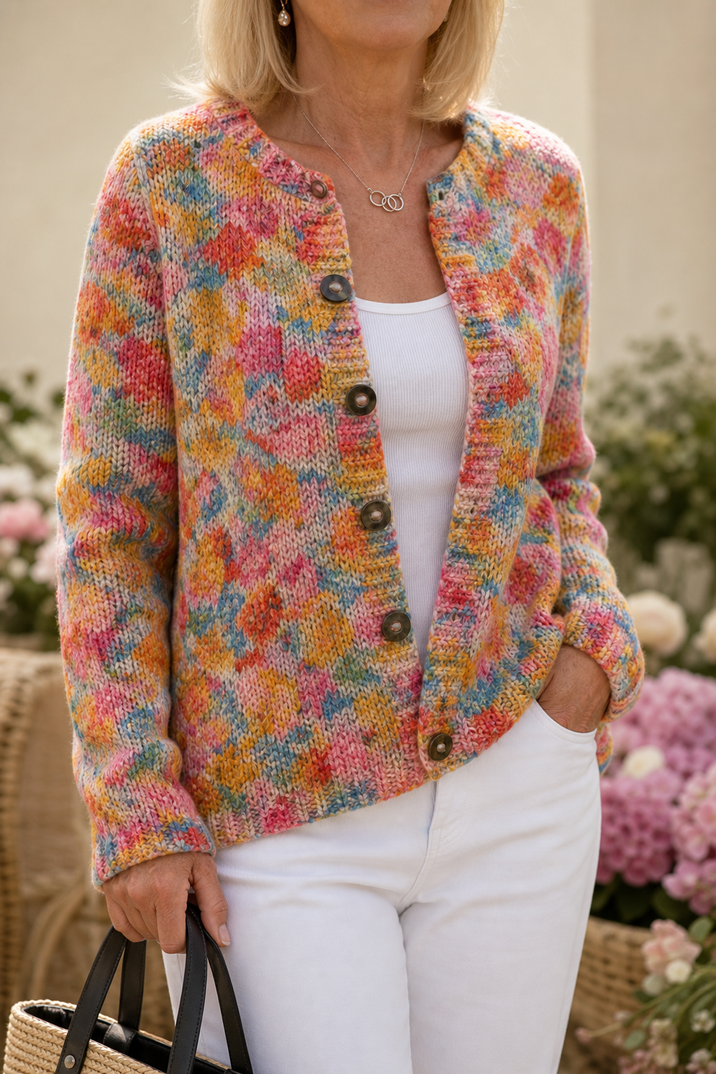 Helena | Women Floral Print Cardigan Open Front Soft Knit