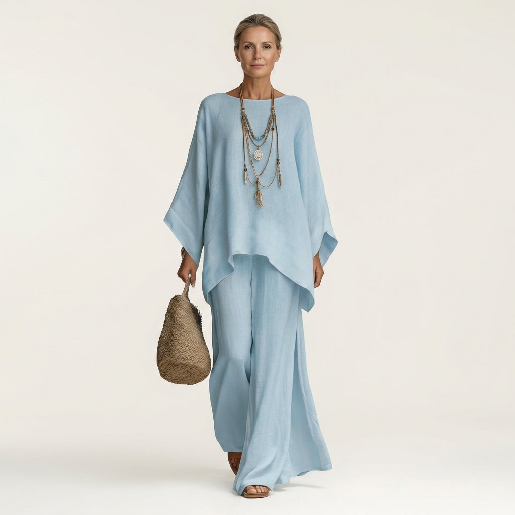 Majolie | Women's Linen-Blend Wide-Leg Two-Piece Set