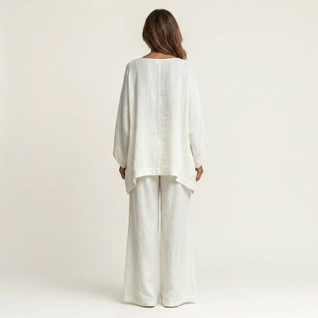 Majolie | Women's Linen-Blend Wide-Leg Two-Piece Set