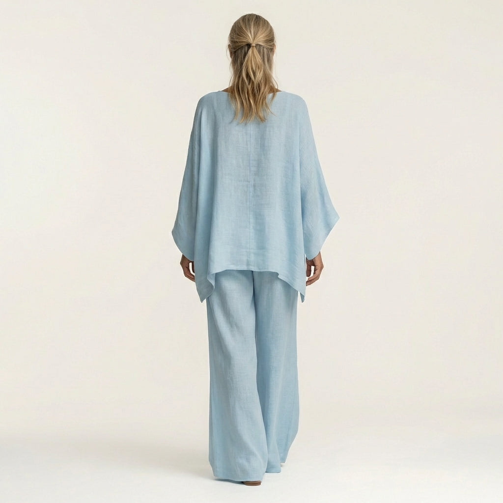 Majolie | Women's Linen-Blend Wide-Leg Two-Piece Set