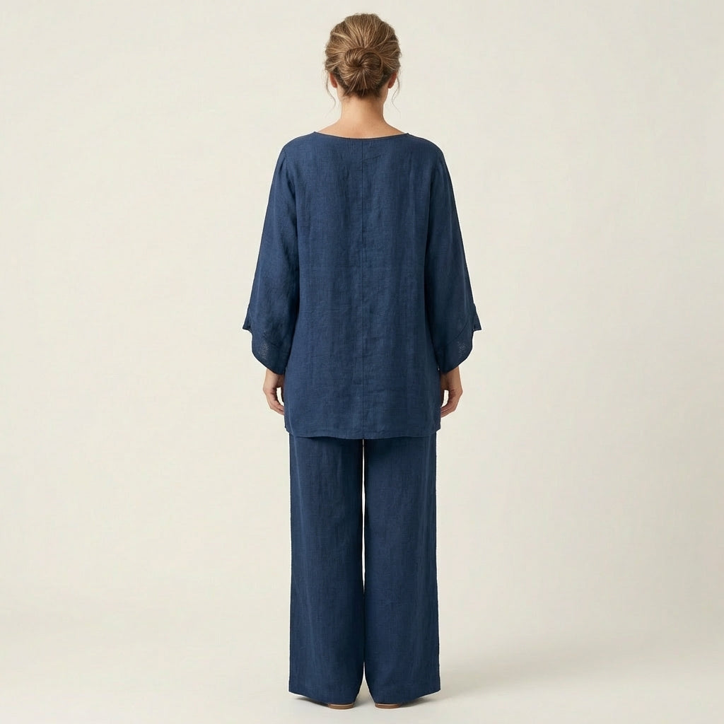 Majolie | Women's Linen-Blend Wide-Leg Two-Piece Set