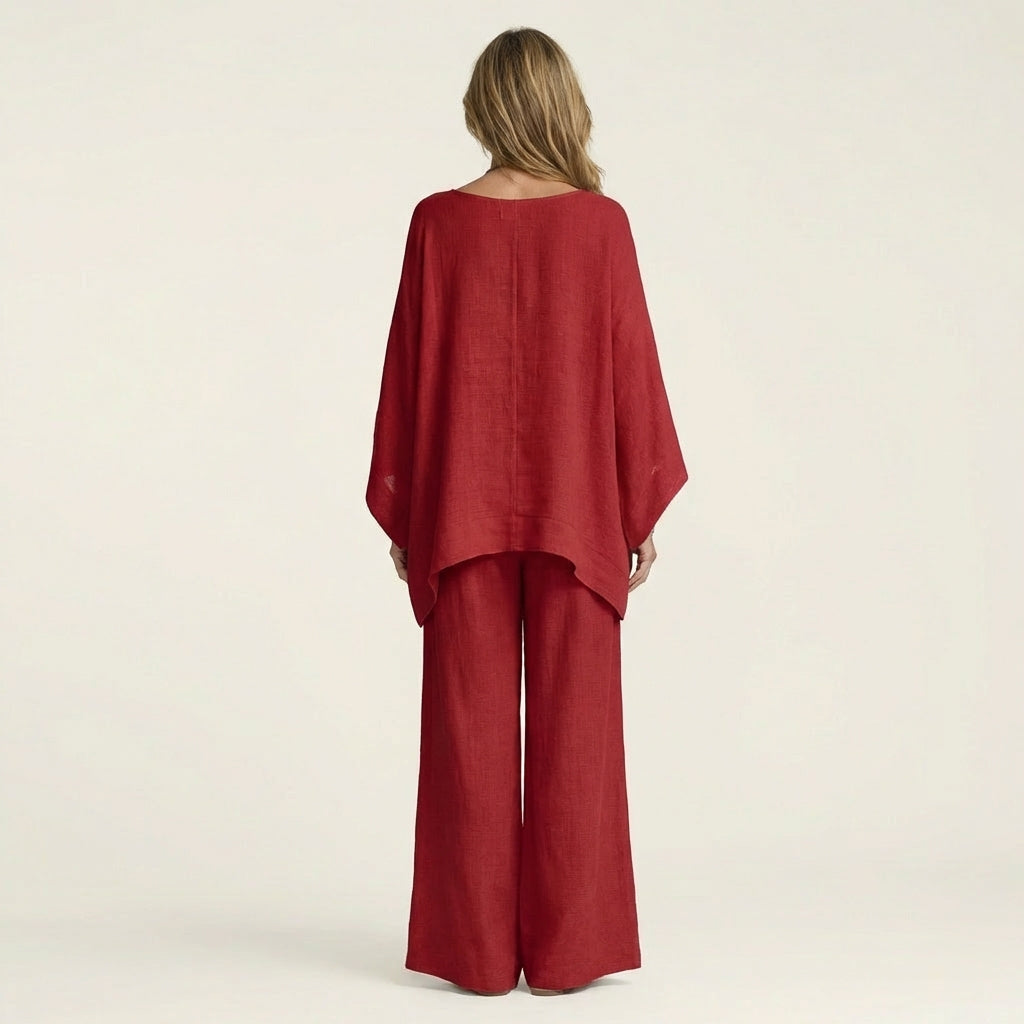 Majolie | Women's Linen-Blend Wide-Leg Two-Piece Set