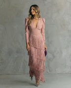 Vivienne | Women's Fringe V-Neck Evening Dress