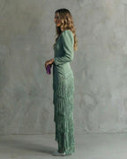 Vivienne | Women's Fringe V-Neck Evening Dress