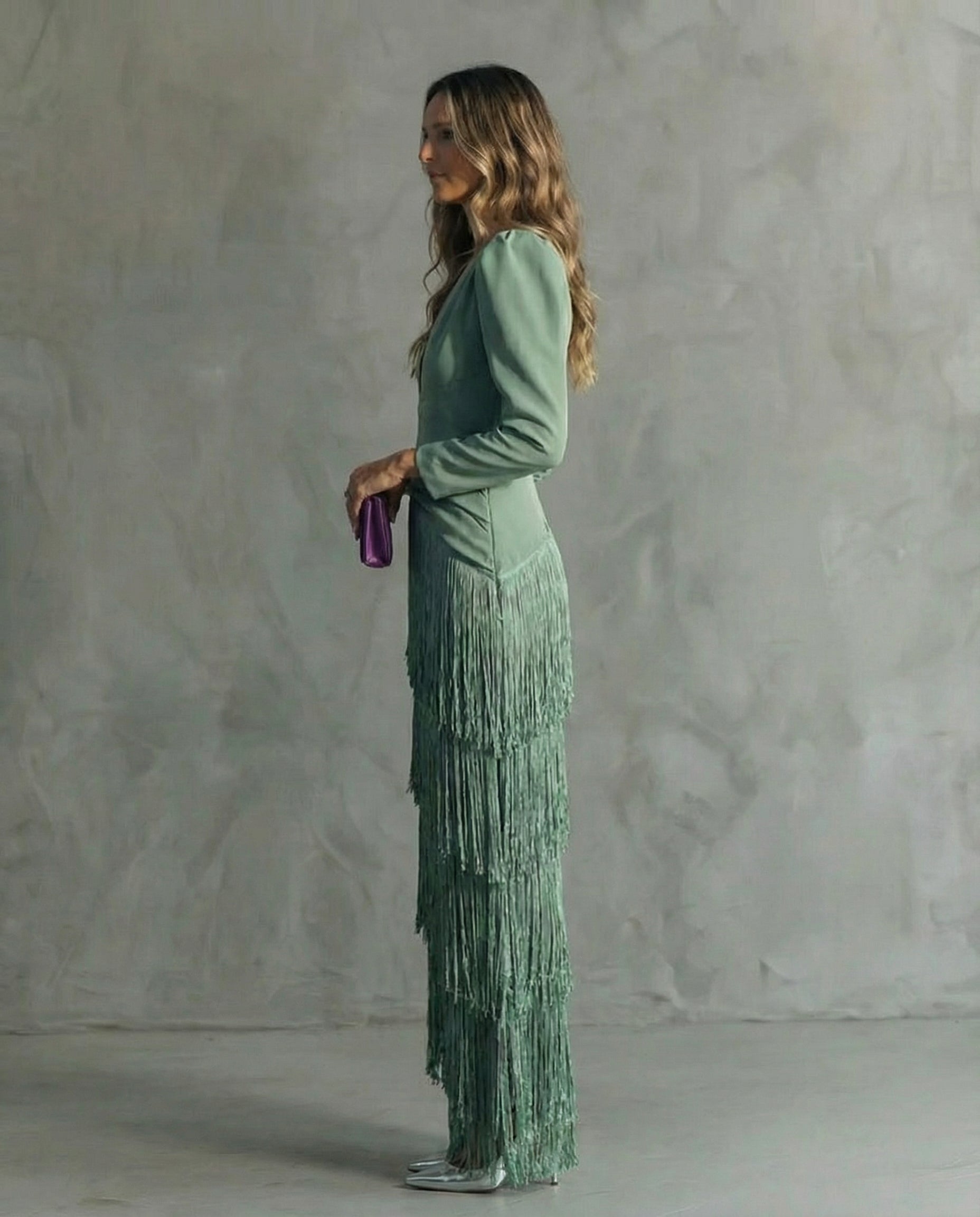 Vivienne | Women's Fringe V-Neck Evening Dress