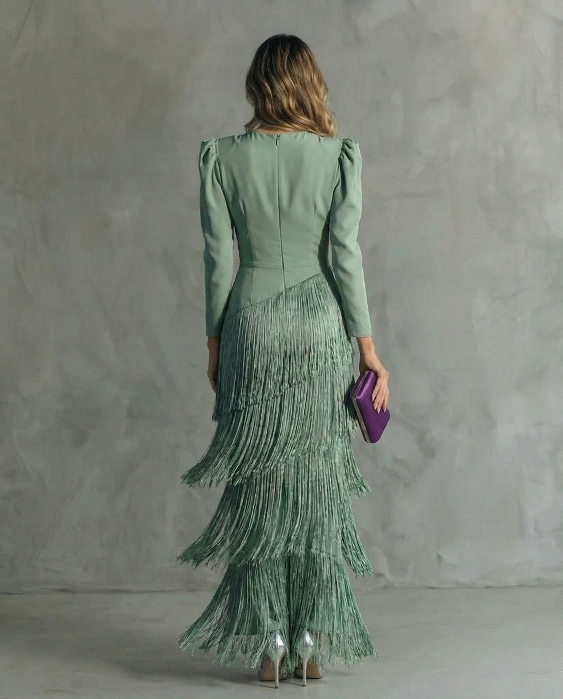 Vivienne | Women's Fringe V-Neck Evening Dress