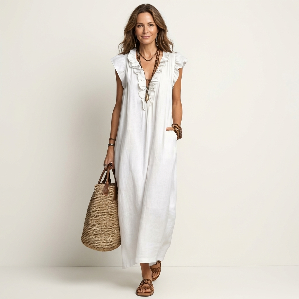 Josette | Women's Ruffle V-Neck Maxi Dress