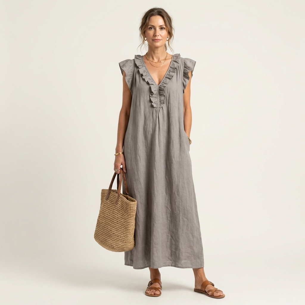 Josette | Women's Ruffle V-Neck Maxi Dress