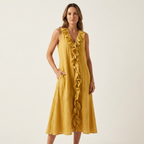 Vicky | Women's Ruffle-Front V-Neck Maxi Dress