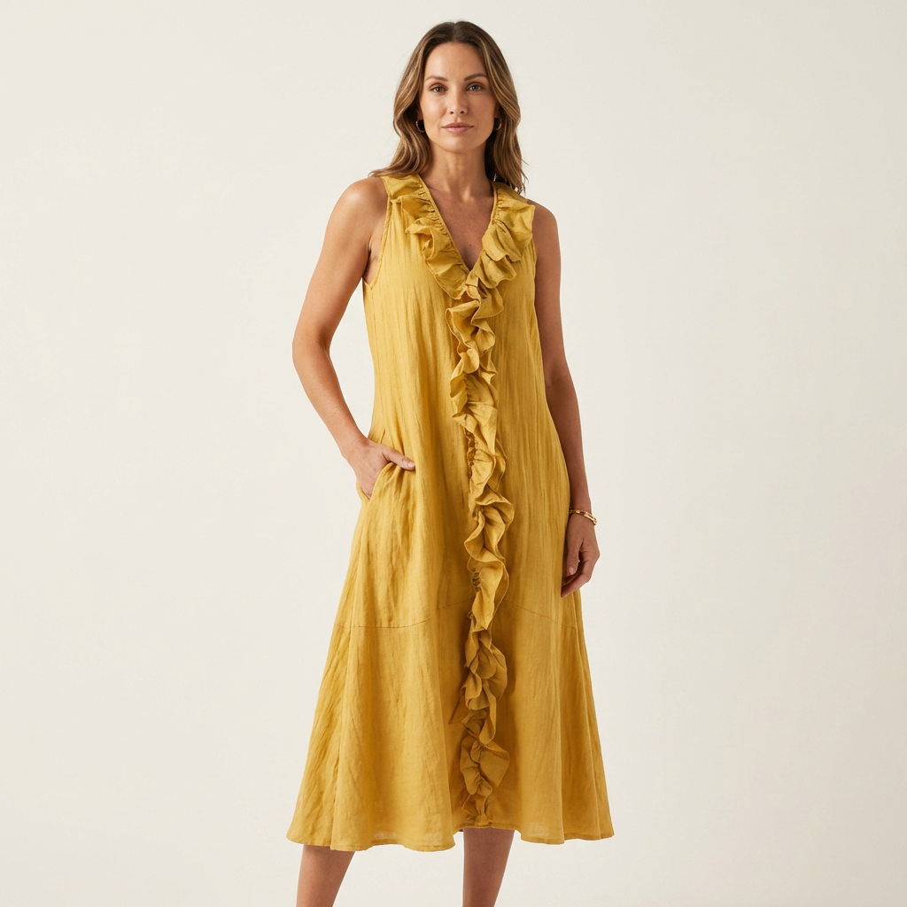 Vicky | Women's Ruffle-Front V-Neck Maxi Dress