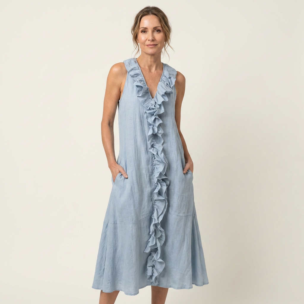 Vicky | Women's Ruffle-Front V-Neck Maxi Dress