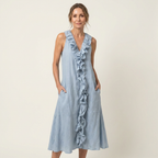 Vicky | Women's Ruffle-Front V-Neck Maxi Dress