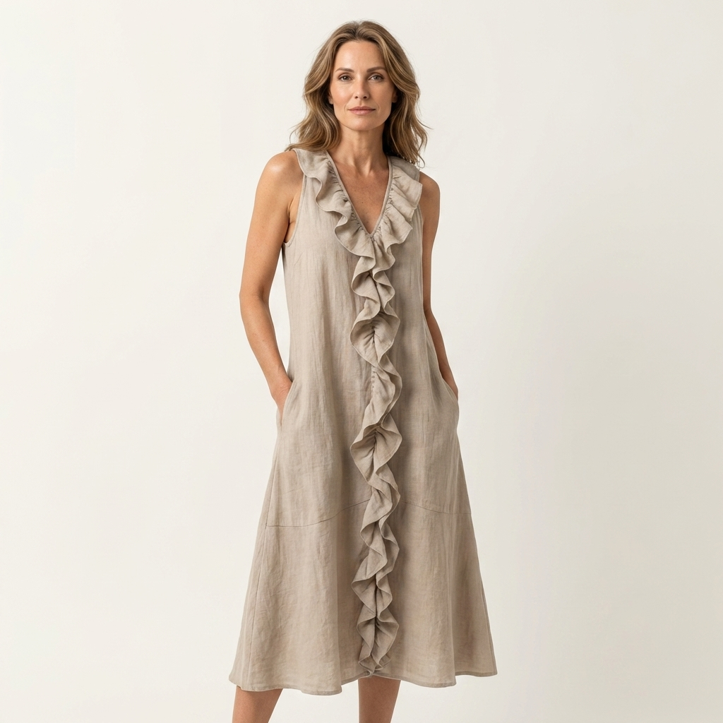 Vicky | Women's Ruffle-Front V-Neck Maxi Dress