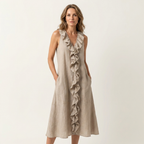 Vicky | Women's Ruffle-Front V-Neck Maxi Dress