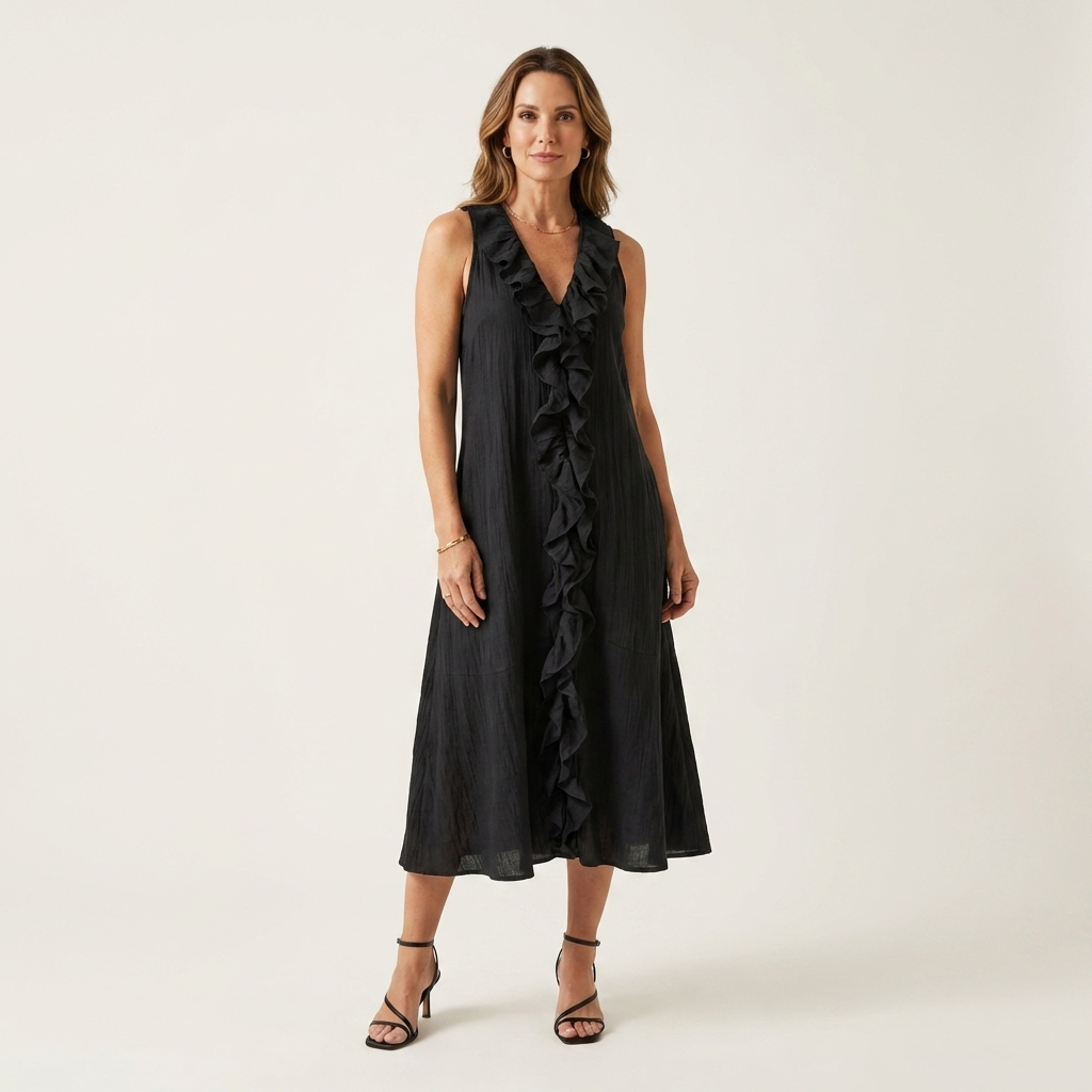 Vicky | Women's Ruffle-Front V-Neck Maxi Dress