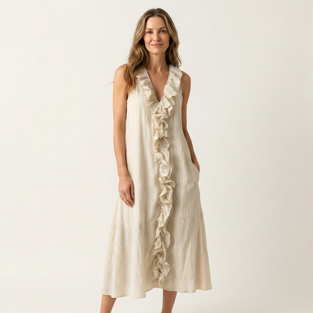 Vicky | Women's Ruffle-Front V-Neck Maxi Dress