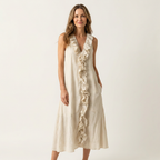 Vicky | Women's Ruffle-Front V-Neck Maxi Dress
