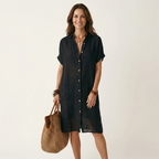 Nidalie | Women's Cotton-Linen Midi Shirt Dress